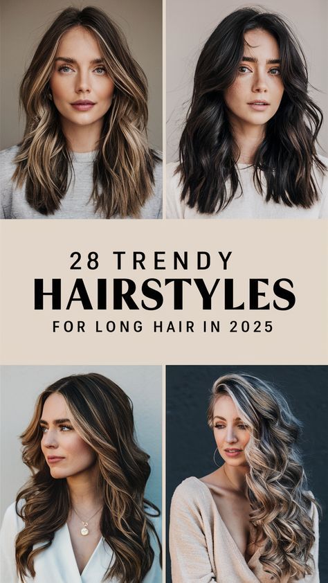 Latest Long Hairstyles, Hairstyles For Long Hair For Going Out, Casual Hair Down Styles, Long Dark Hair Over 40, Long Hairstyles Trendy, Long Hair Styles Asian For Women, Long Crimped Hairstyles, Long Length Hair Styles 2024, Trending Hairstyles For Long Hair