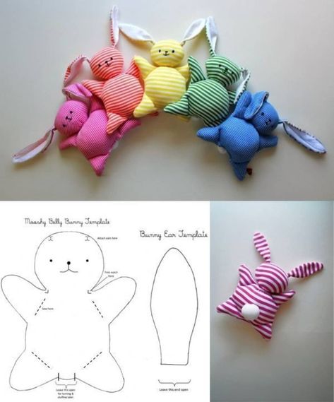 Learn Sewing, Simpul Makrame, Simple Hand Embroidery Patterns, Soft Toy Patterns, Sewing Machine Projects, Cute Sewing Projects, Sock Crafts, Rabbit Pattern, Animal Sewing Patterns