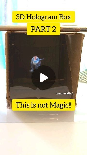 How To Make A Hologram With Your Phone, Hologram Box Diy, Ohp Sheet Craft, Easy Cardboard Crafts For Kids, Diy Hologram, Cardboard Activities For Kids, Cardboard Box Ideas For Kids, 3d Hologram Video, Hologram Screen