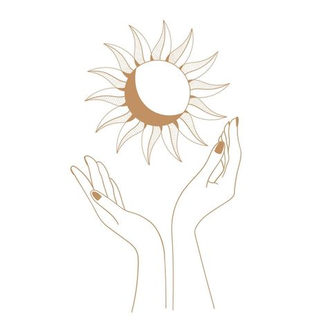 Hands moon and sun mystic boho illustrat... | Premium Vector #Freepik #vector #sun-moon #moon-sky #manicure #boho-flowers Moon And Flowers Drawing, Sun Magick, Sun Graphic Design, Website Aesthetic, Boho Illustration, Sun Drawing, Spring Illustration, Samurai Artwork, Moon Graphic