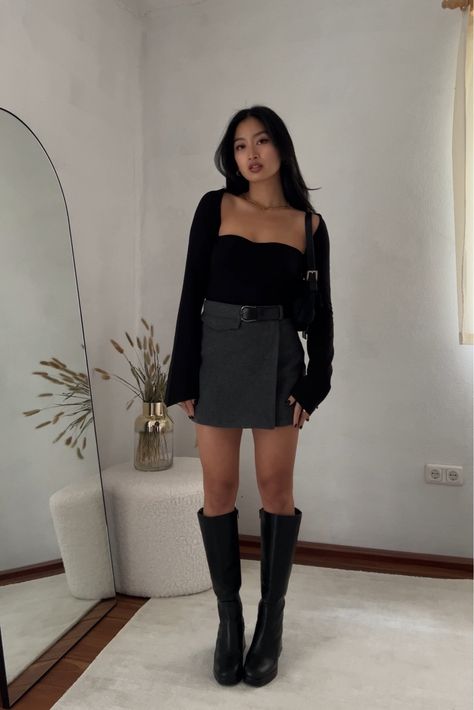 Douyin Fashion, Girls Night Outfit, Party Outfits Night, Casual Party Outfit, Fiesta Outfit, Crop Top Long Sleeve, Crop Top Long, Paris Outfits, Simple Trendy Outfits