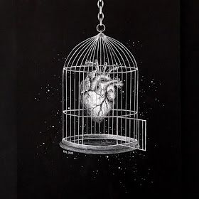 Escape the cage by E. Lorenz Brain Drawings, Cage Aesthetic, Heart In A Cage, Cage Drawing, Joker Face Paint, Anatomical Heart Drawing, Brain Drawing, Heart And Brain, Photo Arts