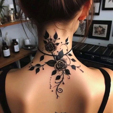 Other Half Tattoo, 50 Tattoo, Beautiful Tattoos For Women, Neck Tattoos Women, Back Of Neck Tattoo, Cross Tattoos, Wicked Tattoos, Tattoos For Women Flowers, Perfect Tattoo