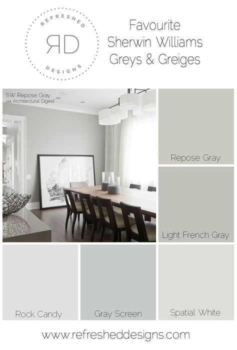 finding the perfect gray paint - the best Sherwin Williams greys and greiges Bedroom Paint Colors Sherwin Williams, Sherwin Williams Repose Gray, Paint Colors Sherwin Williams, Perfect Grey Paint, Repose Gray Sherwin Williams, Repose Gray, Flat Paint, Grey Paint, 아파트 인테리어