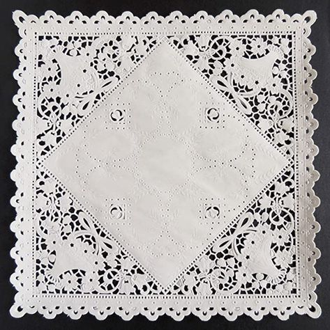 Amazon.com: 50 Pieces 8" SQUARE WHITE Paper Lace Doilies: Kitchen & Dining Paper Lace Doilies, Colored Doilies, Doilies Crafts, Square Baskets, How To Make An Envelope, Lace Doily, Paper Doilies, Paper Lace, Envelope Liner