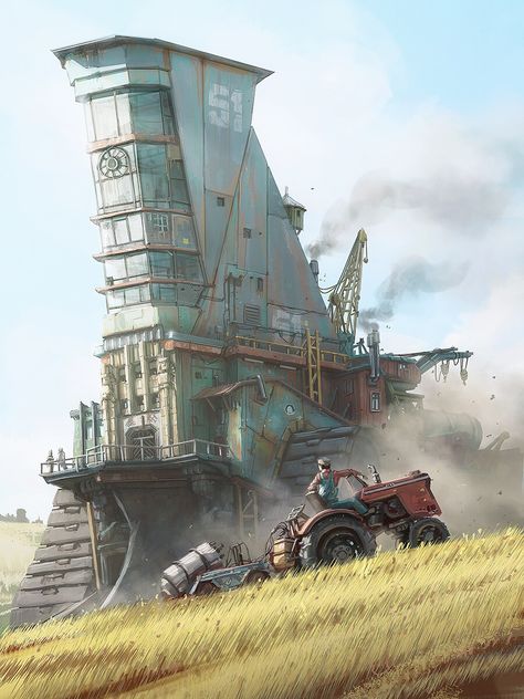 ArtStation - Farming, Hamish Frater Hamish Frater, Dust Bowl, Sci Fi Environment, Punk Art, Farm Art, Arte Cyberpunk, Science Fiction Art, Ex Machina, Environment Design