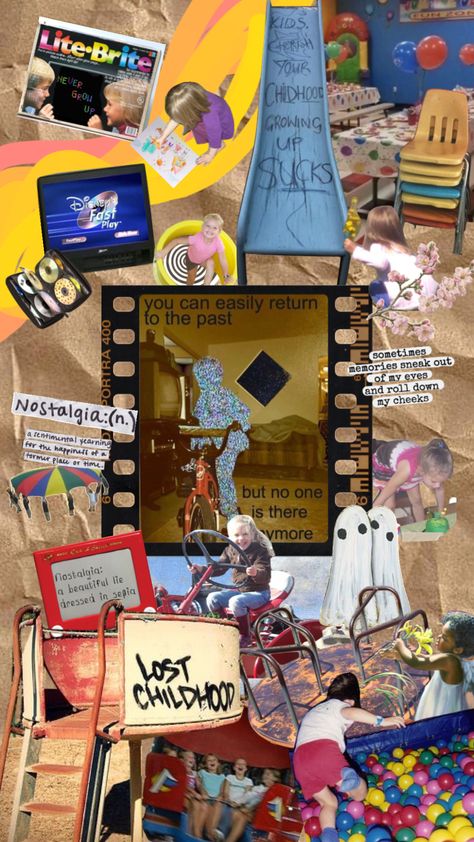 Nostalgia Mood Board, Childhood Moodboard, Childhood Collage, Metaverse Fashion, Inspo Collage, Fashion Design Inspiration Board, Sick Drawings, Nostalgia Childhood, Sketchbook Layout