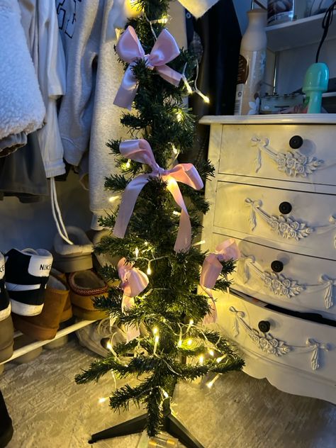 pink bow mini christmas tree🎀 Mini Christmas Tree, Mini Christmas, Pink Bow, Christmas Tree, Christmas, Pink