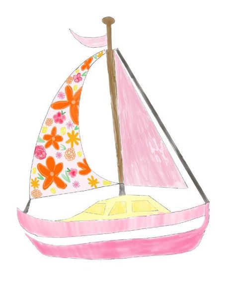 Trendy digital prints for dorm rooms, living rooms, coffee shops, and anywhere you wish! Prints For Dorm, Nautical Illustration, Linen Board, Pink Boat, Painted Frames, Chic Tattoo, Sailboat Print, Classy Tattoos, Time Art