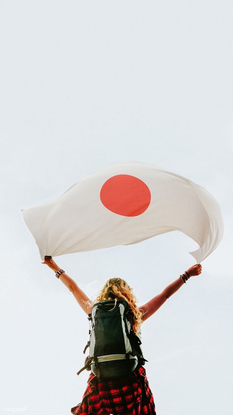 Woman holding the Japanese flag mobile wallpaper | premium image by rawpixel.com / HwangMangjoo Japanese Flag Wallpaper, Japan Flag Wallpaper, Japan Wallpaper Iphone, Iphone Wallpaper Japan, Vacation Background, Japan Wallpaper, Crockery Unit Design, Justin Bieber Images, Japanese Flag