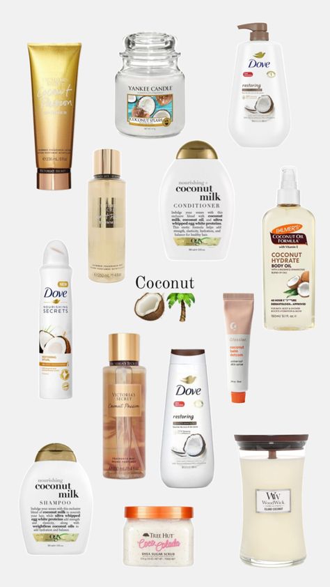 Different coconut products to buy for your smell. Smell Like Coconut, Coconut Milk Conditioner, Skin Self Care, Egg White Protein, Coconut Scent, Body Hygiene, Skincare And Haircare, Hygiene Routine, Balm Dotcom