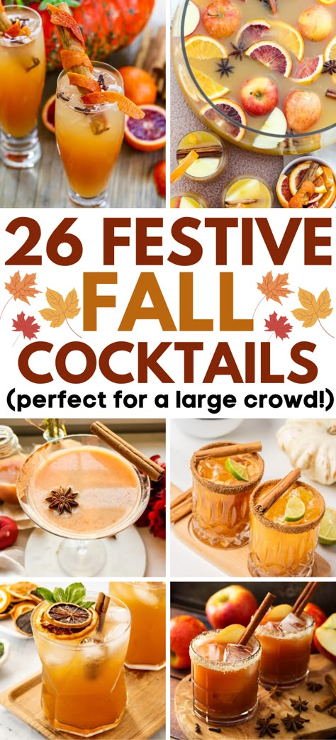 Easy Fall Cocktails – Choose from 26 aromatic and easy fall cocktails recipes to serve at your next Thanksgiving dinner. Infuse delicious flavors of autumn into your easy fall cocktails, fall cocktails drinks, Thanksgiving cocktails, Thanksgiving drinks, fall cocktails dress wedding guest, fall cocktails recipes easy, best fall cocktails, fall cocktails for a crowd, fall cocktails vodka, fall cocktails gin, fall cocktails tequila, fall cocktails rum, apple cider cocktails, pumpkin cocktails. Boozy Drinks For A Crowd, Fall Flavored Cocktails, Fall Brunch Cocktails For A Crowd, Autumn Batch Cocktail, Fall Wedding Specialty Cocktails, Fall Cocktail For A Crowd, September Cocktail Recipes, Fall Wedding Drinks Signature, Fall Drink Specials