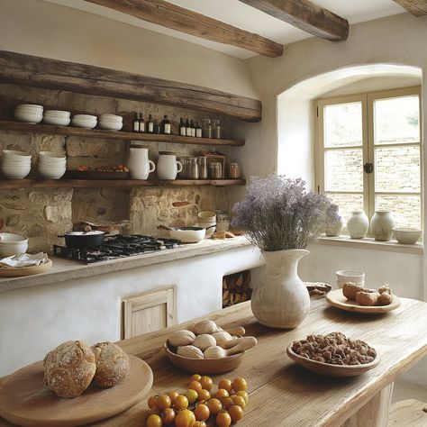 rustic_country_kitchen 28 European Kitchen Backsplash, Aussie Farmhouse, European Kitchen Ideas, Open Cabinet Kitchen, Shelf Kitchen Ideas, Open Shelf Kitchen Ideas, Small Open Kitchen, Old World Kitchen, Small Open Kitchens