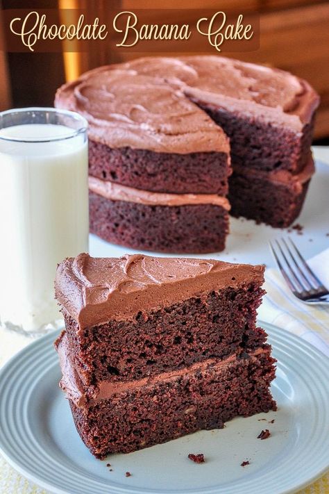 This Chocolate Banana Cake is a terrific recipe to use those always present brown speckled over ripe bananas on your counter in an easy to make, delicious dessert. #ripebananarecipes #dessert Use Over Ripe Bananas, Over Ripe Bananas, Chocolate Banana Cake, Coconut Dessert, Rock Recipes, Banana Cake Recipe, Brownie Desserts, Salty Cake, Oreo Dessert