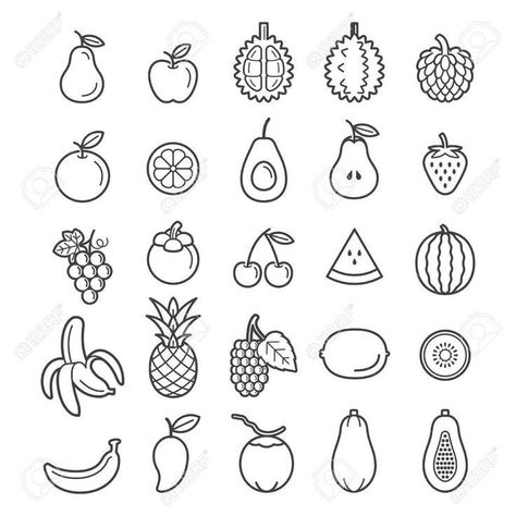 Fruit Tattoo Black And White, Veggies Drawing, Drawing Fruits, Fruits Vector, Fruits Illustration, Fruit Doodle, Tattoo Black And White, Fruit Tattoo, Arte Doodle