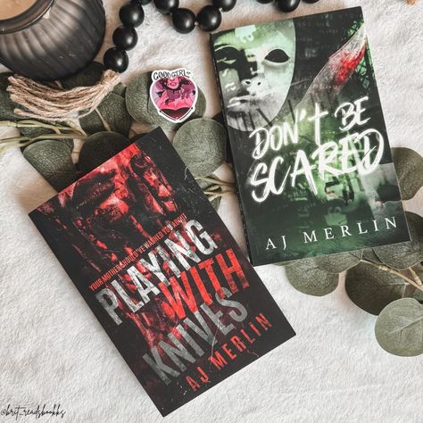 🔪Book Mail from AJ Merlin🔪 Playing With Knives & Don't Be Scared signing exclusives! Just look at these gorgeous covers! I loved these stories and these covers make for amazing additions to my bookshelf! #AJMerlin #AJMerlinAuthor #PlayingwithKnives #DontBeScared #specialeditions #bookmail #signingexclusive #britreadsbookks @ajmerlinauthor Aj Merlin, My Bookshelf, Dont Be Scared, Merlin, Look At, Books