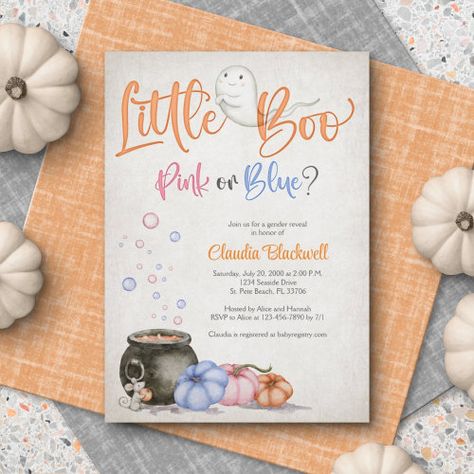 $3.08 | Halloween Gender Reveal Baby Shower - halloween baby shower invitation, gender reveal, ghost, fall autumn september october, spooky, cute adorable, gender neutral, orange pink blue Spooky Gender Reveal Invitation, October Baby Gender Reveal Ideas, October Theme Gender Reveal, Simple Fall Gender Reveal Ideas, Boo Baby Gender Reveal, Booy Or Ghoul Gender Reveal Ideas, Gender Reveal Spooky, Gender Reveal Ideas For October, Little Boo Gender Reveal