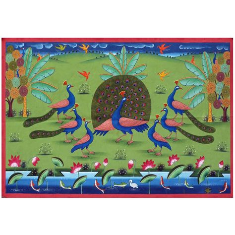 Kamal Talai, Painting On Cloth, Wall Decor Traditional, Lilly Pond, Pichwai Art, Indian Wall Decor, Rajasthani Painting, Painting Indian, Pichwai Painting