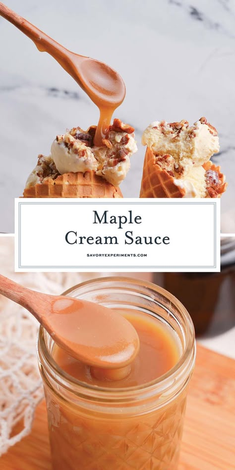 Maple Cream Sauce, Ice Cream Sauce, Maple Syrup Recipes, Cream Sauce Recipe, Sweet Sauces, Syrup Recipes, Cream Sauce Recipes, Maple Cream, Homemade Syrup