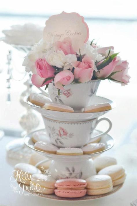 Pretty Pink Vintage Wedding via Kara's Party Ideas | KarasPartyIdeas.com #pretty #vintage #pink #wedding #party #reception #ideas (33) Bridal Shower Desserts, High Tea Party, Tafel Decor, Shower Desserts, Bridal Tea, Tea Party Bridal Shower, Vintage Tea Party, Bridal Shower Tea, Tea Party Birthday