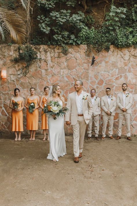 Tropical Destination Wedding At The Villa Amor Destination Bridesmaid Dresses, Wedding Party Groomsmen, Beach Wedding Bridesmaid Dresses, Tropical Destination Wedding, Tropical Wedding Decor, Beach Wedding Bridesmaids, Wedding Table Designs, Orchard Wedding, Summer Beach Wedding