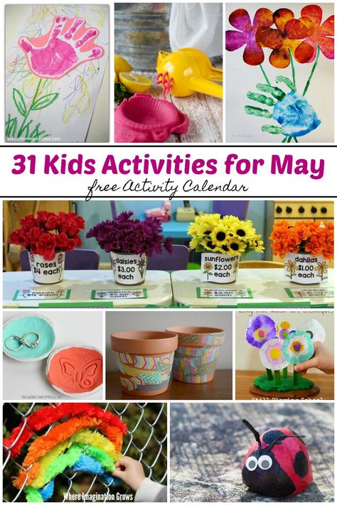 31 Kids Activities for May! Art, crafts, learning activities and more! Simple but fun activities including spring and Mother's Day themed activities to keep your toddlers and preschoolers busy all month! #preschoolathome #preschoolactivities #preschoolhomeschool #springactivities #kidsactivities #kidsathome #craftsforkids #mothersdaycrafts Spring Kids Activities, Crafts By Month, Fun Kids Activities, May Art, May Crafts, Mother's Day Theme, Spring Preschool, Spring Crafts For Kids, Themed Activities