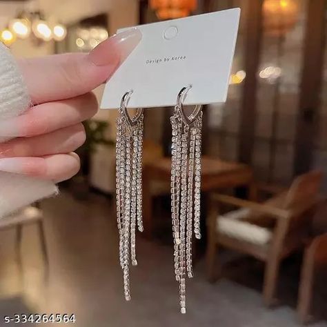 Fashionable western stylish beautiful long chain silver earrings Butterfly Wing Earrings, Wedding Earrings Drop, Korean Jewelry, Blue Dangle Earrings, Metal Fashion, Wedding Party Jewelry, Tassel Drop Earrings, Long Drop Earrings, Wing Earrings