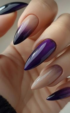 Dark Purple Nails, Witchy Nails, Punk Nails, Gothic Nails, Edgy Nails, Nails Desing, Fancy Nails, Short Acrylic Nails, Purple Nails