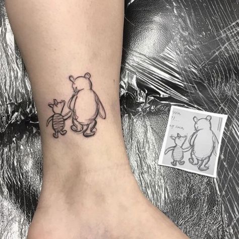 Piglet Tattoo, Matching Disney Tattoos, Winnie The Pooh Tattoo, Pooh Tattoo, Friend Tattoos Meaningful, Best Friend Tattoos Meaningful, Winnie The Pooh Tattoos, Tattoos Meaningful, Literary Tattoos