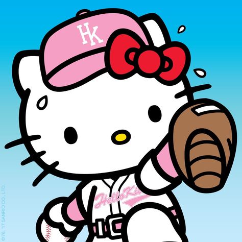 Baseball! Hello Kitty Team Kitty Gang, Kitty Theme, Hello Kitty Colouring Pages, Facebook Icons, Mean Cat, Baby Friends, Hello Kitty Clothes, Hello Kitty Themes, Hello Kitty Coloring