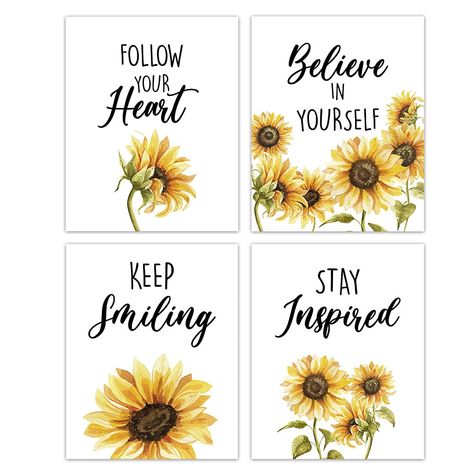 PRICES MAY VARY. Title: PUHEI Sunflower Motivational Wall Art Prints Set of 4, Inspirational Sunflower Lover Gifts for Living Room Wall Art Decor (8 x 10 Unframed). Product Type: Categories > Wall Art > Posters & Prints Sunflower Classroom, Sunflower Bedroom, Sunflower Art Print, Sunflower Wall Decor, 50th Birthday Decorations, Sunflower Decor, Motivational Wall, Sunflower Art, Classroom Door