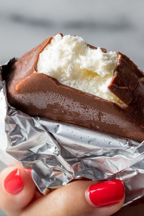 What Wouldn’t You Do for a Homemade Klondike Bar? | Homemade Klondike Bars are as fun to make as they are to eat, with a crispy chocolate shell and fluffy homemade ice cream on the inside.	  #desserts #dessertrecipes #sweettooth #seriouseats #recipes Stella Parks, Ice Cream Bar Recipe, Klondike Bar, Ice Cream Bars, Square Cake Pans, Vietnamese Coffee, Chocolate Shells, Swiss Meringue, Bars Recipe