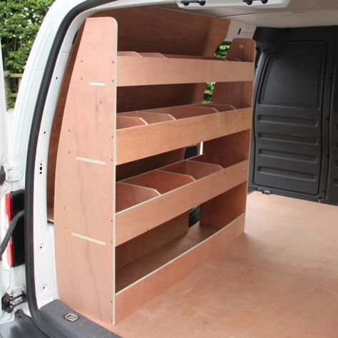 Trailer Shelving, Work Truck Storage, Diy Trinkets, Pallet Deck Diy, Pallet Deck, Van Organization, Deck Diy, Van Shelving, Caddy Van