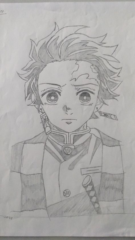 Tanjiro Drawing, Anime Drawing Sketches, Anime Drawing Books, Pencil Shading, Clear Face, Tanjiro Kamado, Fashion Tutorial, Anime Sketch, Art Inspiration Drawing