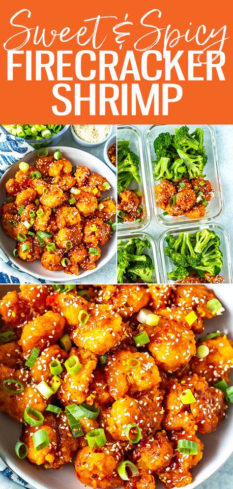 Shrimp Meal Prep, Firecracker Shrimp, Broccoli And Rice, Shrimp And Rice, Healthy Grains, Meal Prep Bowls, Sweet Chilli, Sweet Chili Sauce, Lunch Meal Prep