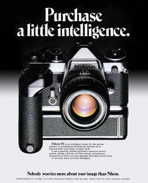 Nikon Film Camera, Instagram Advertisement, Nikon Lenses, Nikon 50mm, Old Cameras, Nikon Dslr, Retro Ads, Old Ads, Camera Gear