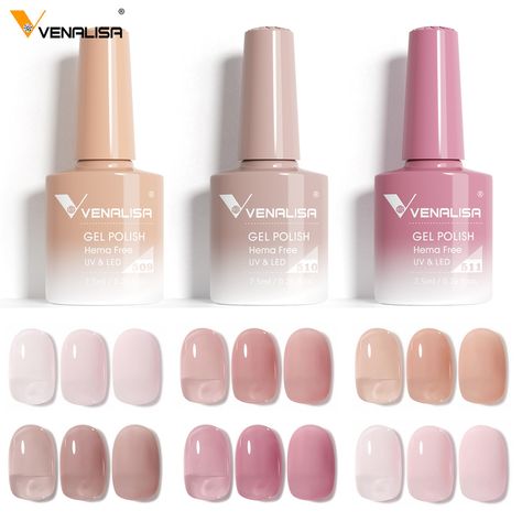 VENALISA 7.5ml Nail Gel Polish VIP5 HEMA Free Semi Permanent Soak off UV LED Nail Gel Varnish Full Coverage Nail Gel Lacquer - AliExpress 66 Venalisa Gel Polish, Pink Nail Gel, Nail Nude, Semi Permanente, Nail Polish Gel, Nail Gel Polish, Gel Lacquer, Pink Nail, Nude Pink