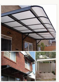 Polycarbonate Awnings that protect from rain, but let light in. Garden Lighting Diy, Door Pergola, Canopy Architecture, Shade House, Backyard Shade, Backyard Canopy, Cheap Patio, Garden Canopy, Diy Canopy