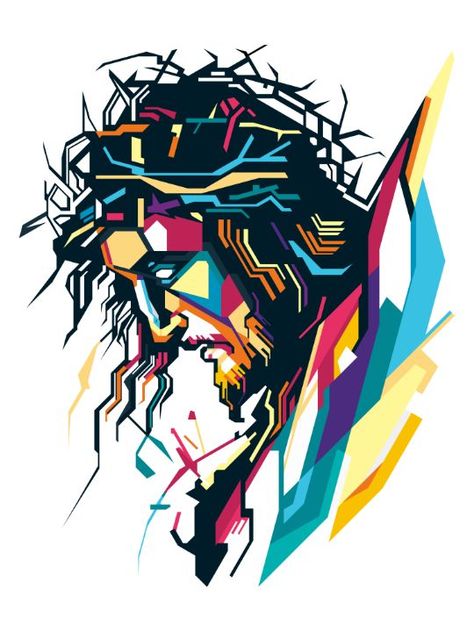 Christian Graffiti, Jesus Art Paintings, Jesus Art Drawing, Wpap Art, Jesus Drawings, Jesus Christ Painting, Jesus Artwork, Jesus Christ Artwork, Jesus Christ Art