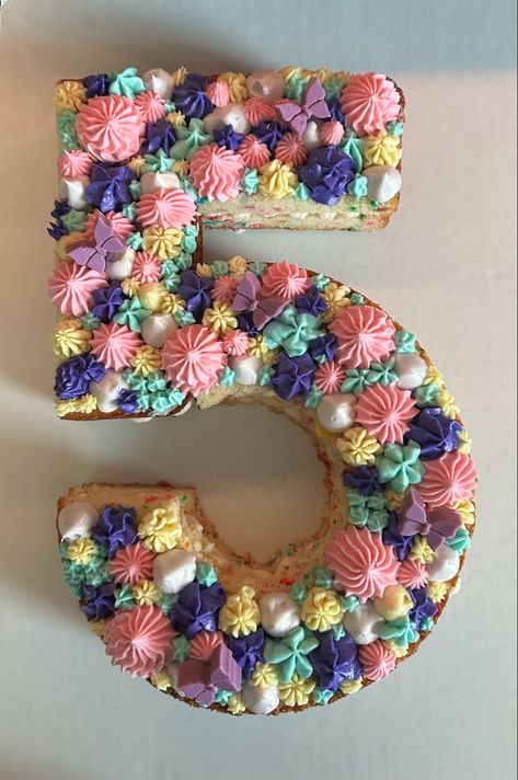 Number 5 decorated Birthday cake . 5 Yr Birthday Cake, 5 And Fabulous Birthday Cake, 5 Shaped Cake, Number 4 Cake Design, Five And Fabulous Birthday Party Ideas, Number 5 Cupcake Cake, Number 9 Birthday Cake, Girls 5th Birthday Cake, Number 5 Birthday Cake