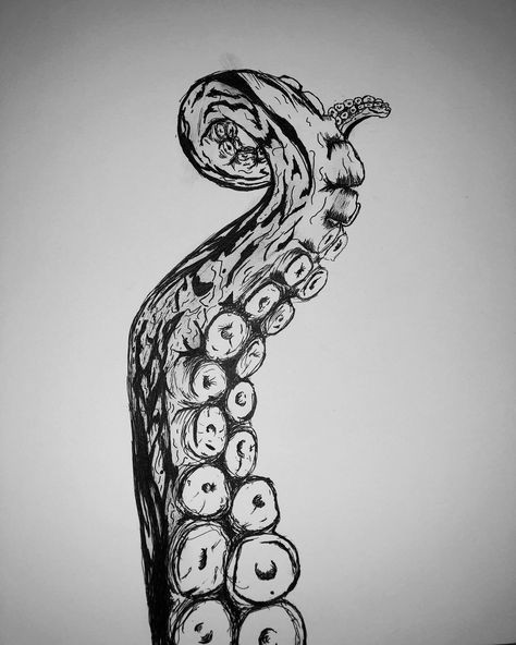 Idk Drawing, Black And White Octopus, Octopus Sketch, Artsy Tattoos, Octopus Drawing, Sea Drawing, Composition Drawing, Eyes Artwork, Octopus Art