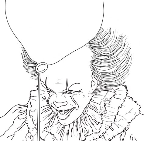 Pennywise Coloring Pages, Penny Wise Tattoo Stencil, Scream Movie Coloring Pages, Penny Wise Coloring Pages, Ghost Face Coloring Pages, Michael Myers Coloring Pages, Scary Movie Coloring Pages, Horror Tattoo Stencil, Pennywise Outline