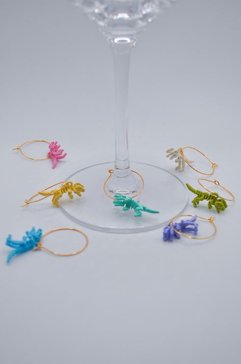 dinosaur wine charms cute drink markers skeleton drink tag wine glass charm wine accessory stocking stuffer birthday gift for wine lover Wine Markers Diy, Drink Markers, Diy Marker, Wine Markers, Wine Glass Charm, Drink Marker, Drink Tags, Dinosaur Skeleton, Wine Tags