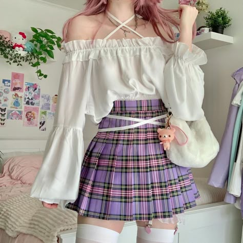 Kawaii Summer Outfits Pastel, Pastel Rainbow Outfit Aesthetic, Girlypop Outfits, Potential Aesthetic, Oc Clothes, Kawaii Outfit, Outfit References, Preppy School, Clothing Aesthetic