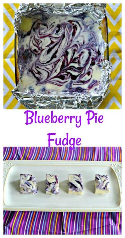 It's easy to make decadent Blueberry Pie Fudge! Blueberry Fudge, Blueberry Cheesecake Bars, Homemade Fudge Recipes, Fudge Pie, Christmas Fudge, Easy Dessert Recipe, Fudge Recipes Easy, Caramel Fudge, Homemade Fudge