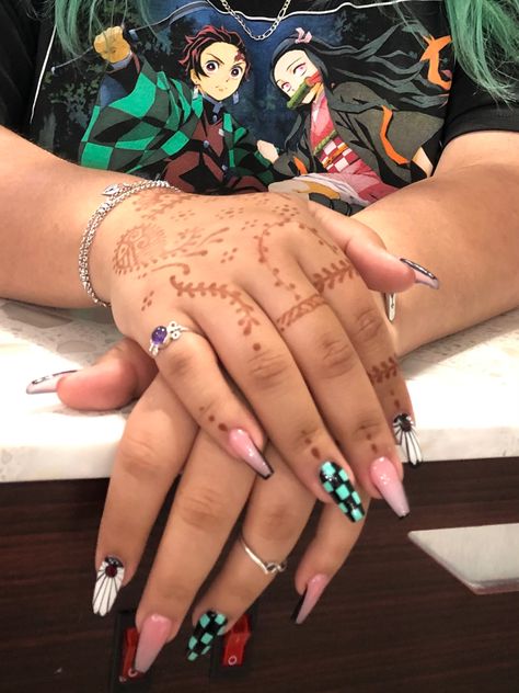 #tanjiroedit #demonslayeredit #recipe #aesthetic #tiktok #wholesomeyum #nails #nailart #art #animeicons Demon Slayer Nail Designs, Tanjiro Nails, Demon Slayer Nail Art, Demon Slayer Nails, Anime Nail, Recipe Aesthetic, Anime Nails, Edgy Nails, Are Ideas