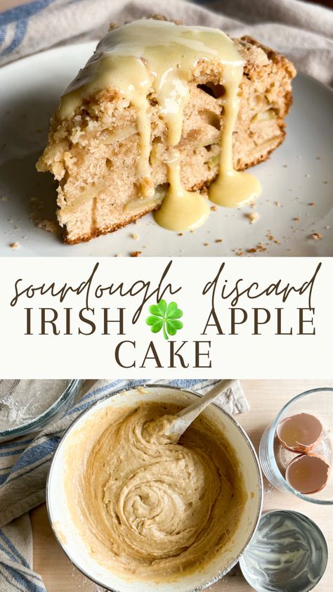 Sourdough Irish Apple Cake, Saint Patricks Day Sourdough, Sourdough St Patricks Day, Thanksgiving Sourdough Dessert Recipes, Sourdough Discard Birthday Cake, Apple Discard Recipes, St Patricks Day Sourdough, Sourdough Discard Applesauce Cake, Sourdough Apple Pie Recipes