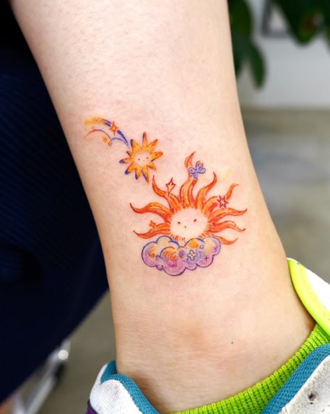 Sun Tattoo Ideas: 30+ Examples, Meaning & Top Designs - 100 Tattoos Sun Tattoo Ideas, Kawaii Tattoos, Funky Tattoos, Future Tattoo Ideas, Tattoo Practice, Kawaii Tattoo, Tattoo Templates, Tattoo For Son, Sun Tattoos