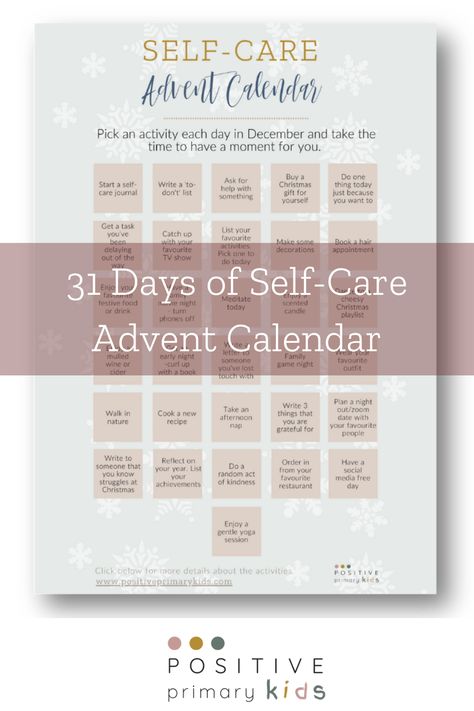 Wellbeing Advent Calendar, Mindfulness Advent Calendar, Wellness Advent Calendar, Advent Calendar Self Care, Self Care Advent Calendar Ideas, December Self Care Calendar, Hygge Advent Calendar, Self Care Advent Calendar, Self Care Calendar