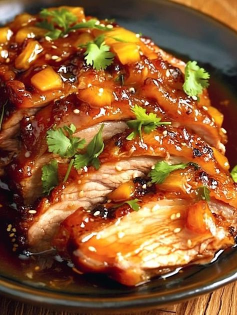 CHEF guy fieri 🥘 | This Slow Cooker Pineapple Pork Loin is a Sweet and Savory Dream Come True | Facebook Paula Deen Pork Tenderloin, Gluten Free Pork Loin Recipes, Slow Cooker Pineapple Pork Loin, Pork And Pineapple Recipes, Pork Loin Recipes Crockpot, Pork Chops And Onions, Pineapple Pork Loin, Slow Cooker Pineapple Pork, Crockpot Pork Recipes